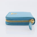 PRADA Coin Purse Safiano Leather Light Blue Gold Auth 207493V-4