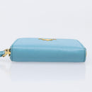 PRADA Coin Purse Safiano Leather Light Blue Gold Auth 207493V-6