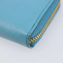 PRADA Coin Purse Safiano Leather Light Blue Gold Auth 207493V-14