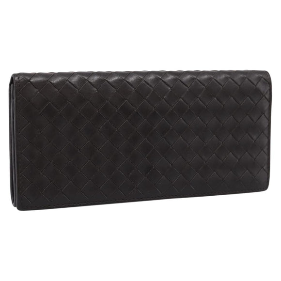 Bottega Veneta INTRECCIATO Long Wallet Leather Brown Auth 207494V