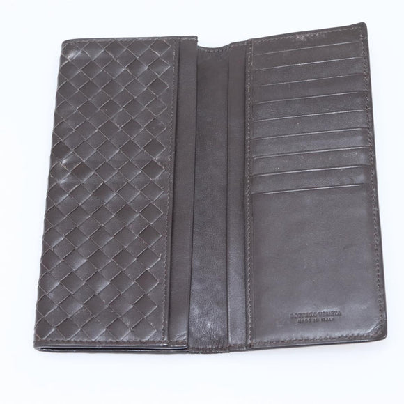Bottega Veneta INTRECCIATO Long Wallet Leather Brown Auth 207494V