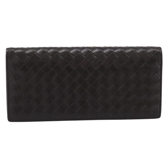 Bottega Veneta INTRECCIATO Long Wallet Leather Brown Auth 207494V