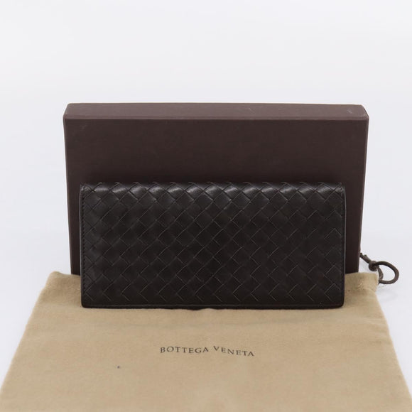 Bottega Veneta INTRECCIATO Long Wallet Leather Brown Auth 207494V