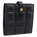 Bottega Veneta Padded Compact Wallet Leather Black Gold Tone Auth 207496M-1