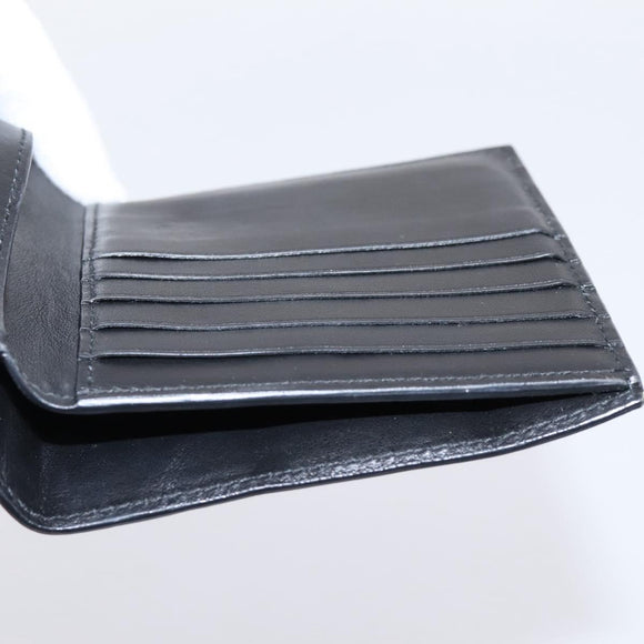 Bottega Veneta Padded Compact Wallet Leather Black Gold Tone Auth 207496M
