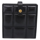 Bottega Veneta Padded Compact Wallet Leather Black Gold Tone Auth 207496M-13