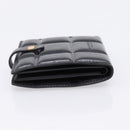 Bottega Veneta Padded Compact Wallet Leather Black Gold Tone Auth 207496M-3