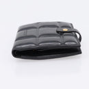 Bottega Veneta Padded Compact Wallet Leather Black Gold Tone Auth 207496M-4