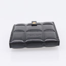 Bottega Veneta Padded Compact Wallet Leather Black Gold Tone Auth 207496M-6