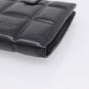 Bottega Veneta Padded Compact Wallet Leather Black Gold Tone Auth 207496M-7