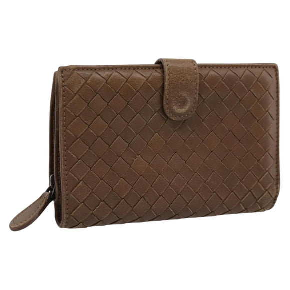 Bottega Veneta INTRECCIATO Long Wallet Leather Brown Auth 207497