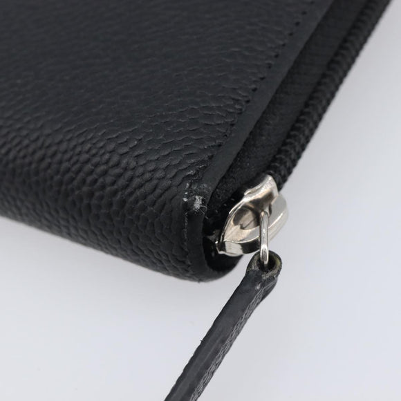 CHANEL Long Wallet Caviar Skin Black Silver CC Auth 207498V