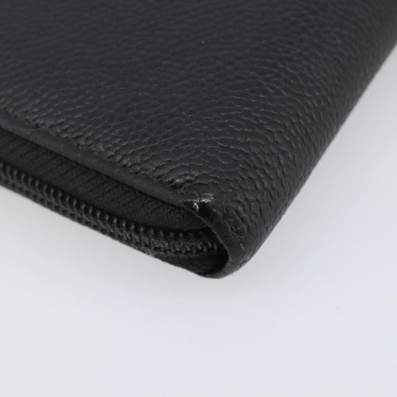 CHANEL Long Wallet Caviar Skin Black Silver CC Auth 207498V