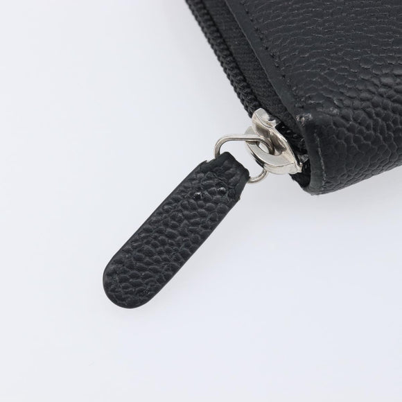 CHANEL Long Wallet Caviar Skin Black Silver CC Auth 207498V