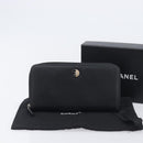 CHANEL Long Wallet Caviar Skin Black Silver CC Auth 207498V-24