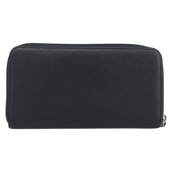 CHANEL Long Wallet Caviar Skin Black Silver CC Auth 207498V