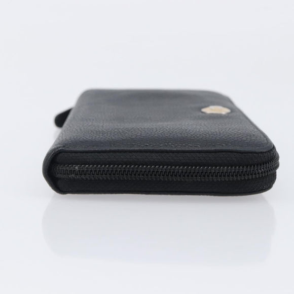 CHANEL Long Wallet Caviar Skin Black Silver CC Auth 207498V