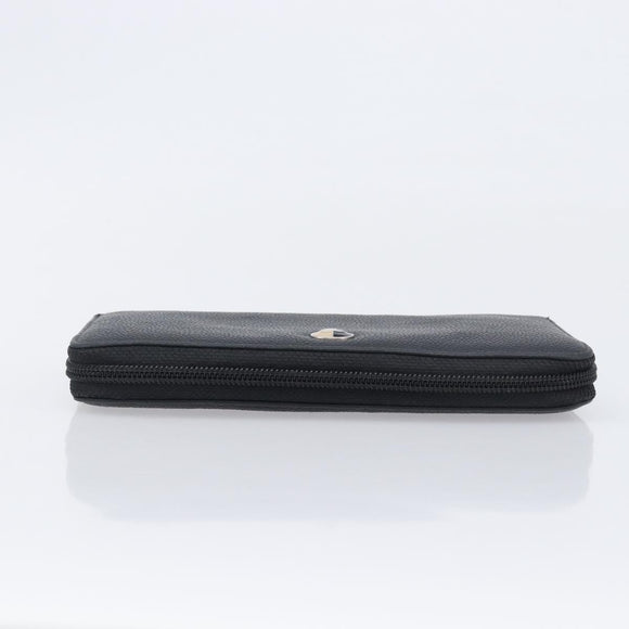 CHANEL Long Wallet Caviar Skin Black Silver CC Auth 207498V
