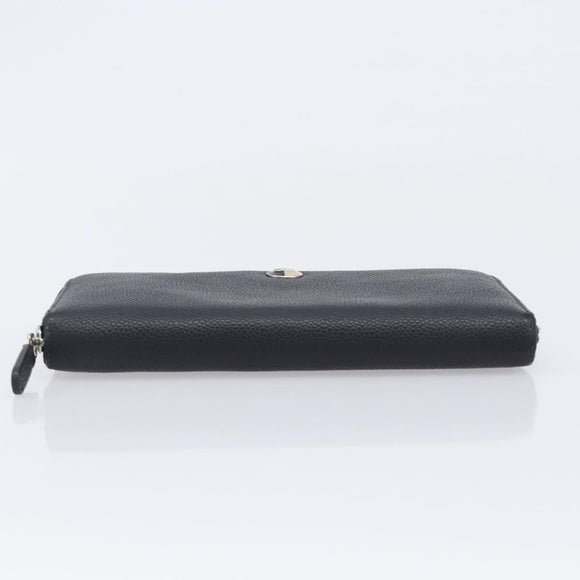 CHANEL Long Wallet Caviar Skin Black Silver CC Auth 207498V