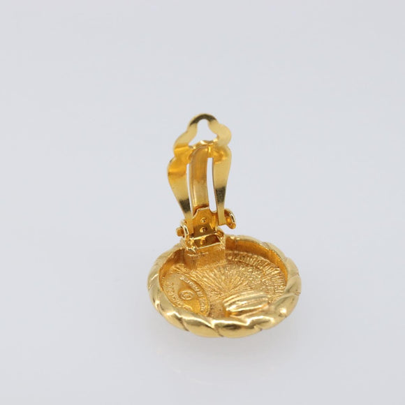 CHANEL COCO Mark Earring Metal Gold CC Auth 207500V