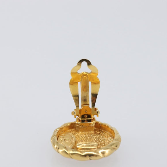 CHANEL COCO Mark Earring Metal Gold CC Auth 207500V