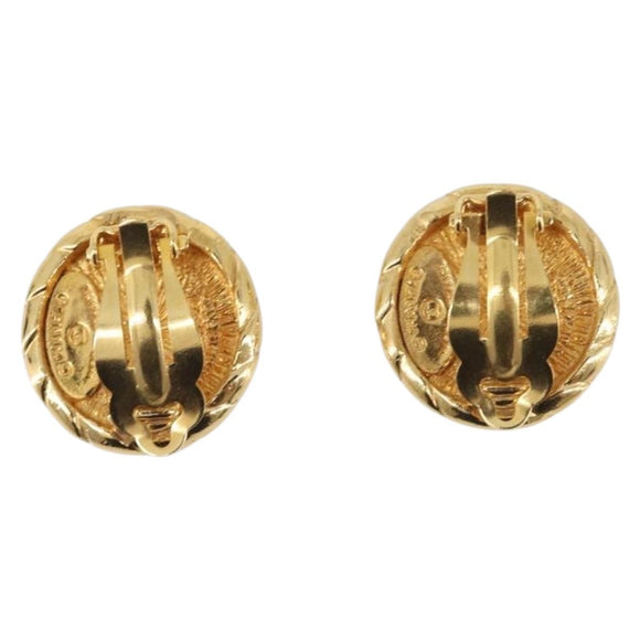 CHANEL COCO Mark Earring Metal Gold CC Auth 207500V