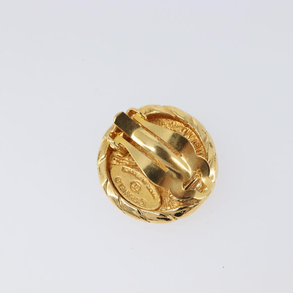 CHANEL COCO Mark Earring Metal Gold CC Auth 207500V