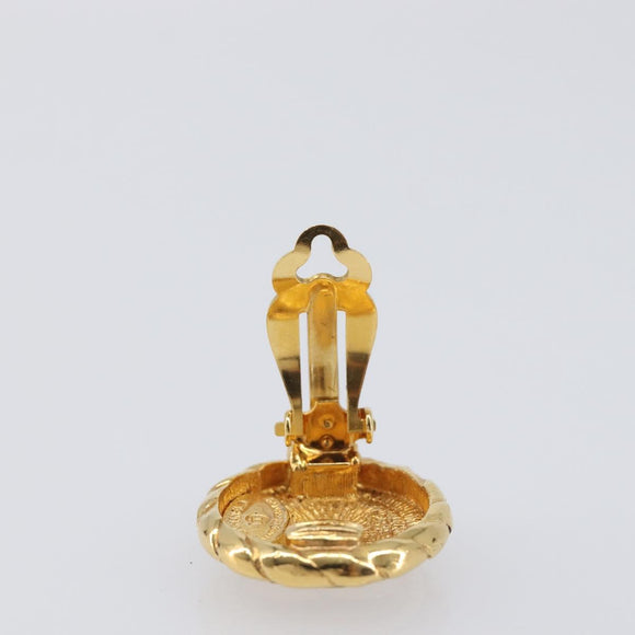 CHANEL COCO Mark Earring Metal Gold CC Auth 207500V