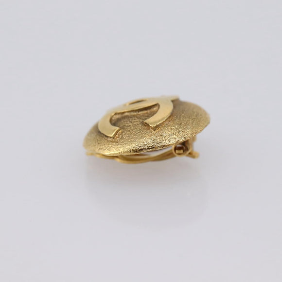 CHANEL COCO Mark Earring Metal Gold Tone CC Auth 207502V