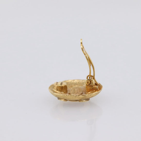 CHANEL COCO Mark Earring Metal Gold Tone CC Auth 207502V