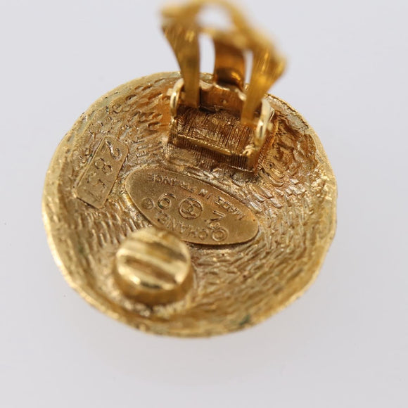 CHANEL COCO Mark Earring Metal Gold Tone CC Auth 207502V