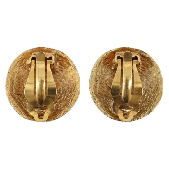 CHANEL COCO Mark Earring Metal Gold Tone CC Auth 207502V