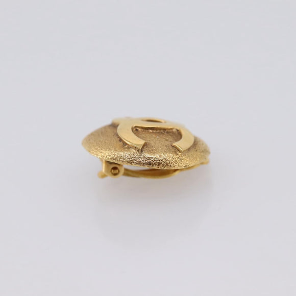 CHANEL COCO Mark Earring Metal Gold Tone CC Auth 207502V