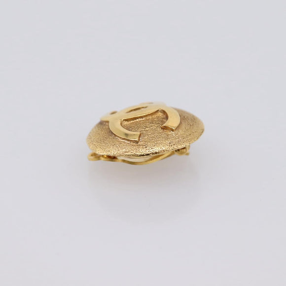 CHANEL COCO Mark Earring Metal Gold Tone CC Auth 207502V