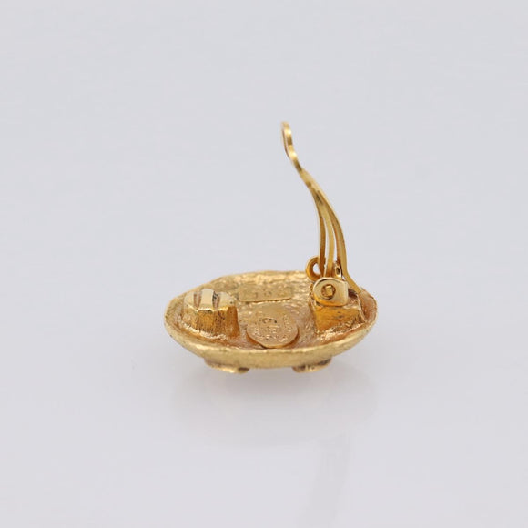 CHANEL COCO Mark Earring Metal Gold Tone CC Auth 207502V