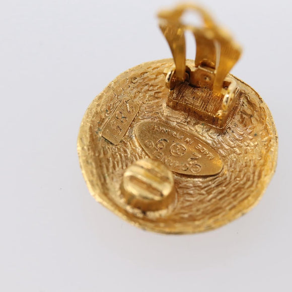 CHANEL COCO Mark Earring Metal Gold Tone CC Auth 207502V