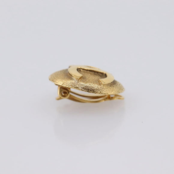 CHANEL COCO Mark Earring Metal Gold Tone CC Auth 207502V