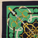 HERMES Carre 90 Scarf ""Eperon d Or"" Silk Navy Auth 207503-2