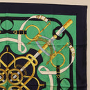 HERMES Carre 90 Scarf ""Eperon d Or"" Silk Navy Auth 207503-4