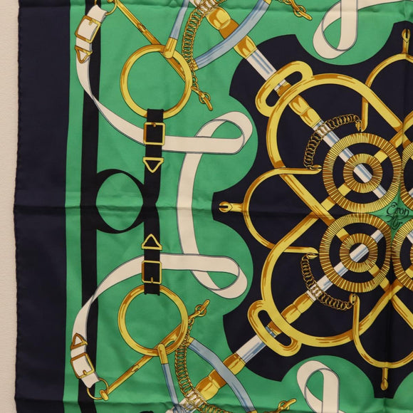 HERMES Carre 90 Scarf ""Eperon d Or"" Silk Navy Auth 207503