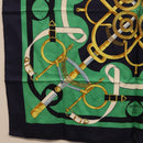 HERMES Carre 90 Scarf ""Eperon d Or"" Silk Navy Auth 207503-8