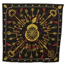 HERMES Carre 90 Scarf ""LES CLES"" Silk Black Auth 207504-1