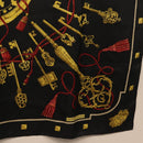 HERMES Carre 90 Scarf ""LES CLES"" Silk Black Auth 207504-10