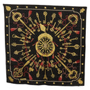 HERMES Carre 90 Scarf ""LES CLES"" Silk Black Auth 207504-13