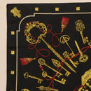 HERMES Carre 90 Scarf ""LES CLES"" Silk Black Auth 207504-2