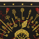 HERMES Carre 90 Scarf ""LES CLES"" Silk Black Auth 207504-3