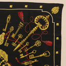 HERMES Carre 90 Scarf ""LES CLES"" Silk Black Auth 207504-4