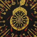 HERMES Carre 90 Scarf ""LES CLES"" Silk Black Auth 207504-6