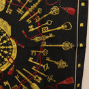 HERMES Carre 90 Scarf ""LES CLES"" Silk Black Auth 207504-7