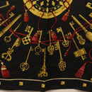 HERMES Carre 90 Scarf ""LES CLES"" Silk Black Auth 207504-9